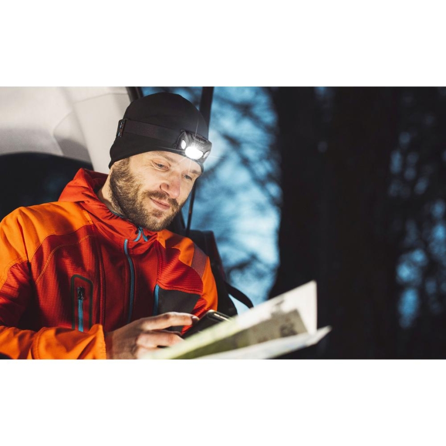 LED oplaadbare hoofdlamp LED/3W/1200 mAh IP44 zwart