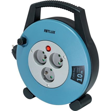 Retlux - Rallonge enrouleur 3Z Type E 10m bleu/noir