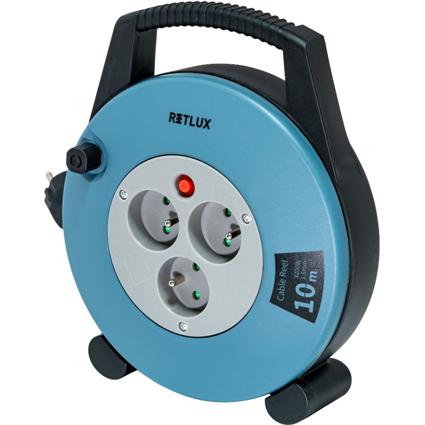 Retlux - Rallonge enrouleur 3Z Type E 10m bleu/noir