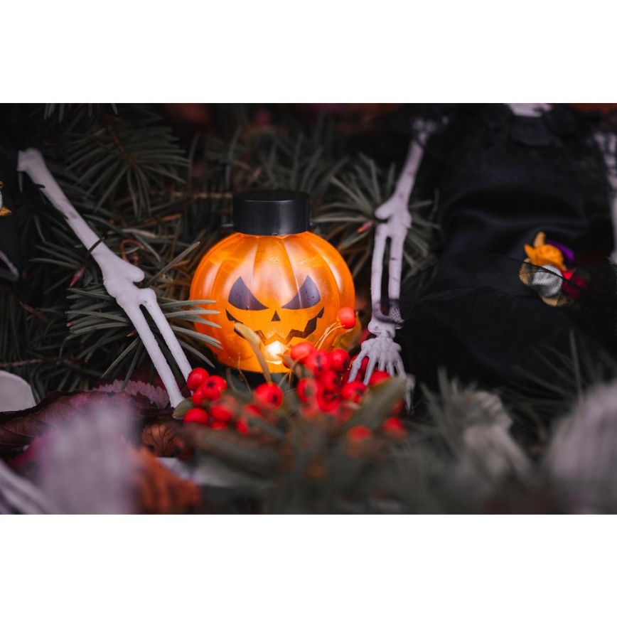 SET 6x LED Decoratie HALLOWEEN LED/1xCR2032/warm wit pompoenen
