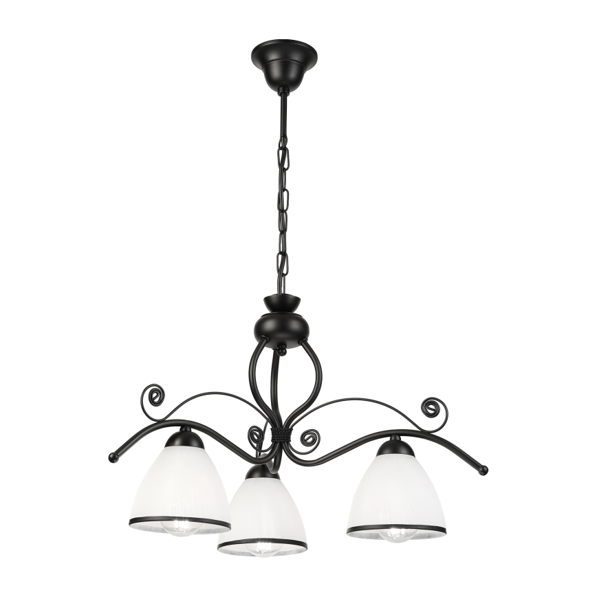 RETRO hanglamp aan ketting 3xE27/60W/230V zwart/wit