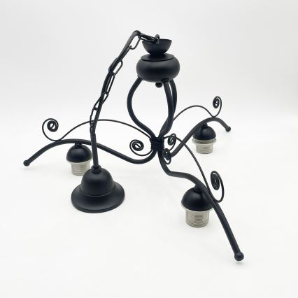 RETRO hanglamp aan ketting 3xE27/60W/230V zwart/wit
