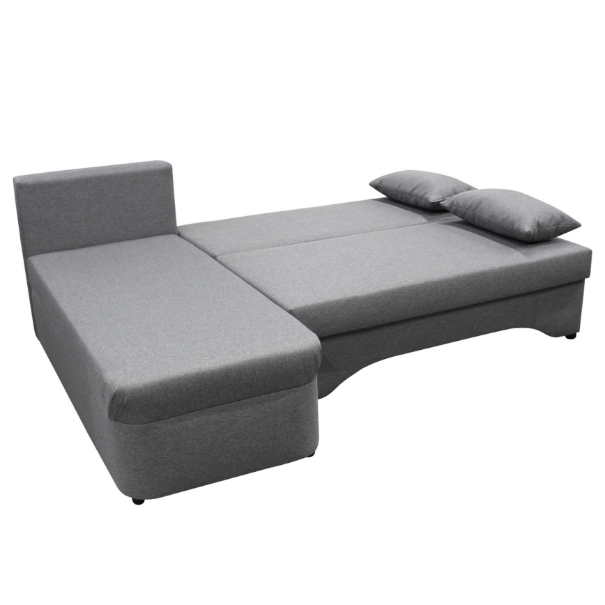 Canapé d'angle convertible universel en L ALMEIDA avec coffre de rangement, gris