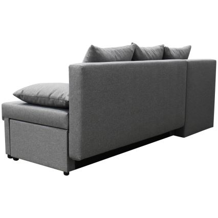 Canapé d'angle convertible universel en L ALMEIDA avec coffre de rangement, gris