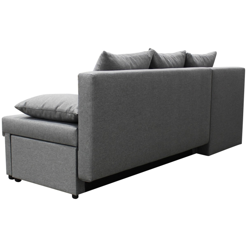 Canapé d'angle convertible universel en L ALMEIDA avec coffre de rangement, gris