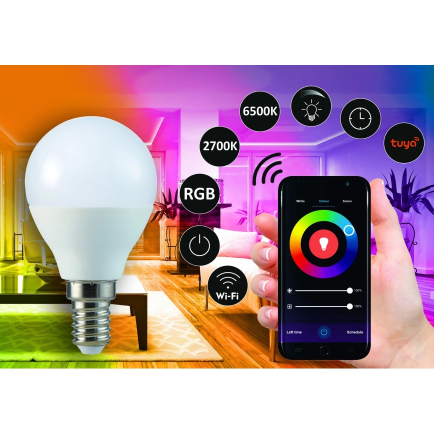 RGB Dimbare LED Lamp G45 E14/5,5W/230V 3000-6500K Wi-fi Tuya