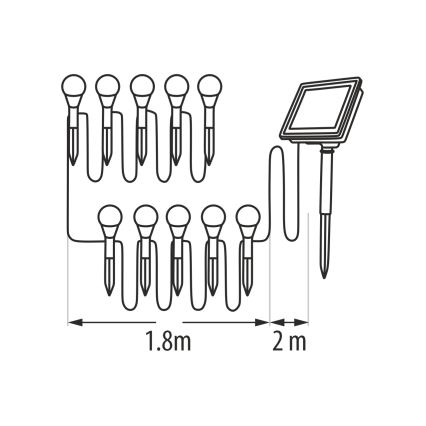 RGB LED zonnelamp 10xLED/1,2V 300 mAh IP44 zwart