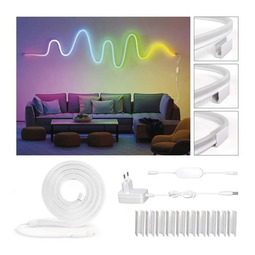 RGBIC Dimbare LED strip GoSmart LED/24W/230V 3 m Wi-Fi Tuya