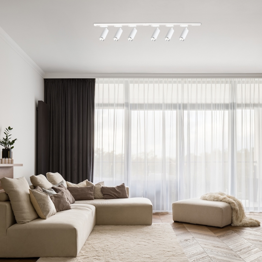 Richtbare spot in railsysteem MICA 6xGU10/10W/230V wit/mat chroom