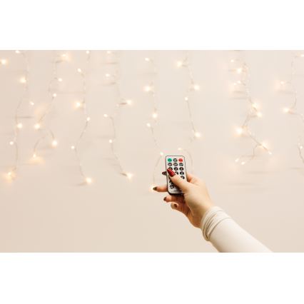 Rideau de Noël extérieur à intensité variable 360xLED/8,4W/230V 2x2 m IP44 blanc chaud + télécommande