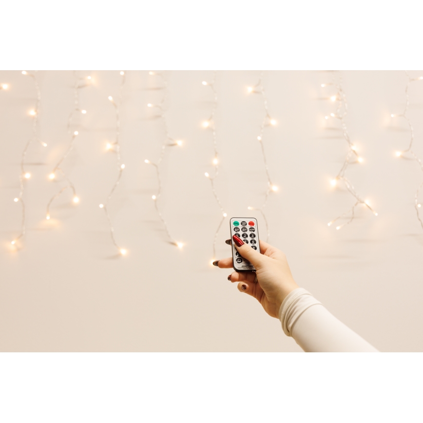 Rideau de Noël extérieur à intensité variable 360xLED/8,4W/230V 2x2 m IP44 blanc chaud + télécommande
