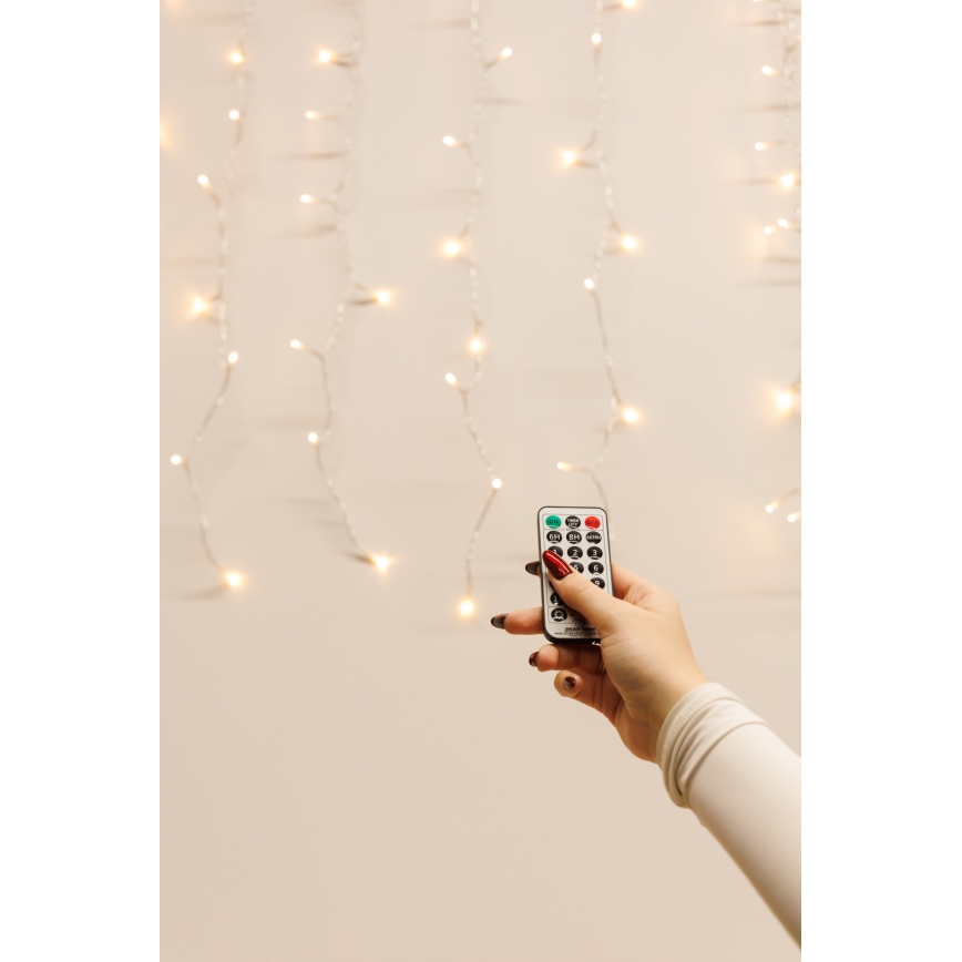 Rideau de Noël extérieur à intensité variable 360xLED/8,4W/230V 2x2 m IP44 blanc chaud + télécommande