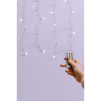 Rideau de Noël extérieur à intensité variable 360xLED/8,4W/230V 2x2 m IP44 blanc chaud + télécommande