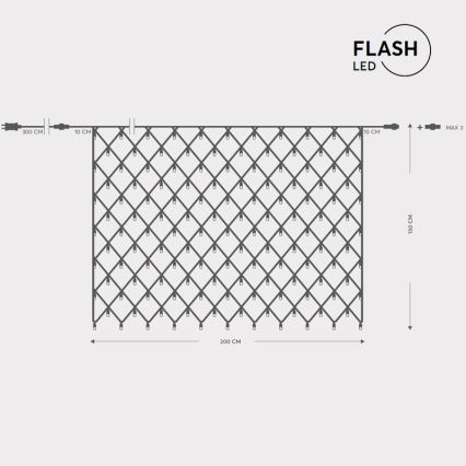 Rideau de Noël extérieur NET 240xLED/7,2W/230V 1,5x2 m IP44 blanc chaud