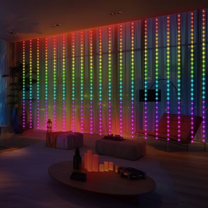 Rideau lumineux de Noël LED RGB dimmable WIZARD 300xLED/USB 3x3m + télécommande