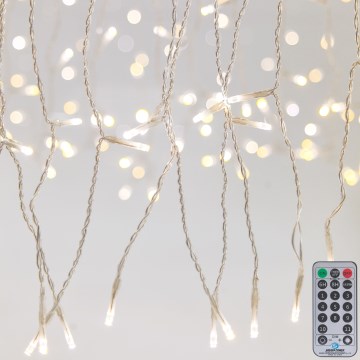 Rideau lumineux LED dimmable de Noël pour extérieur CURTAIN 360xLED/8,4W/230V 2x2 m IP44 blanc chaud + télécommande