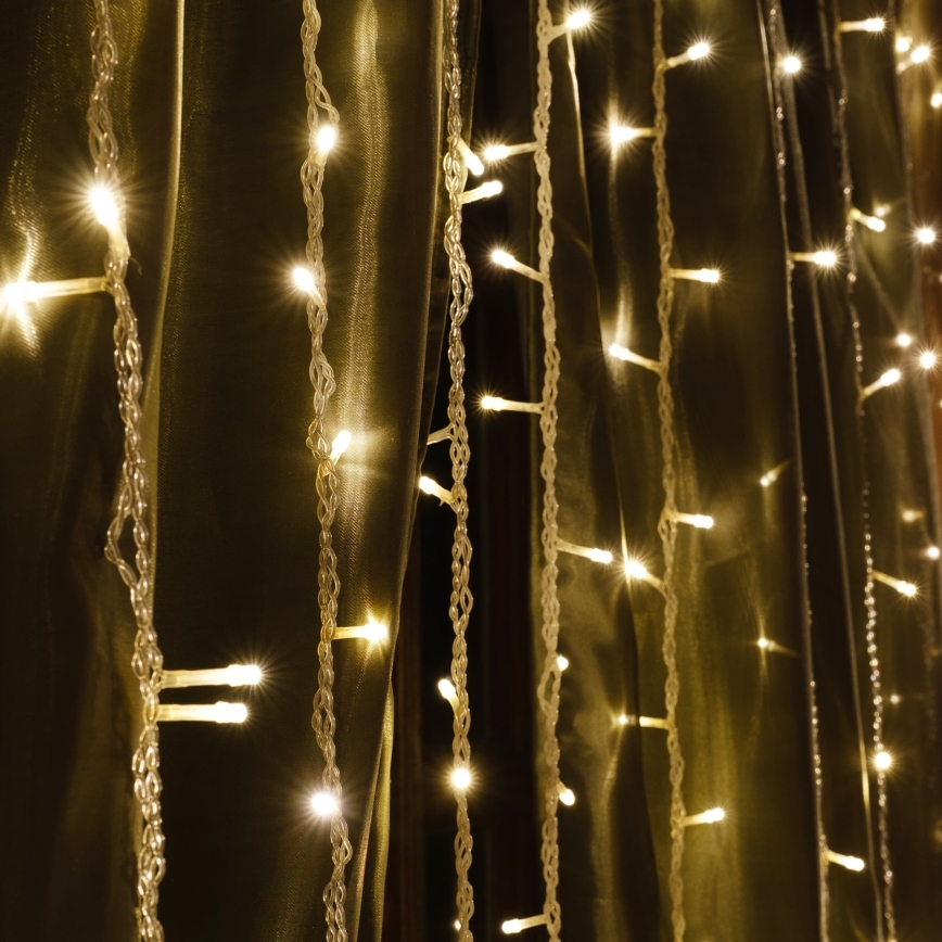Rideau lumineux LED ESTELLA 47xLED/8 fonctions 3,5 m blanc chaud
