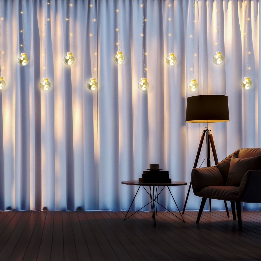 Rideau lumineux LED WISH BALLS, 108 LED / 8 fonctions, 4,5 m, blanc chaud