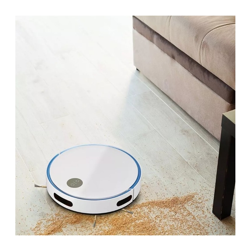 Robot aspirateur blanc/bleu + télécommande