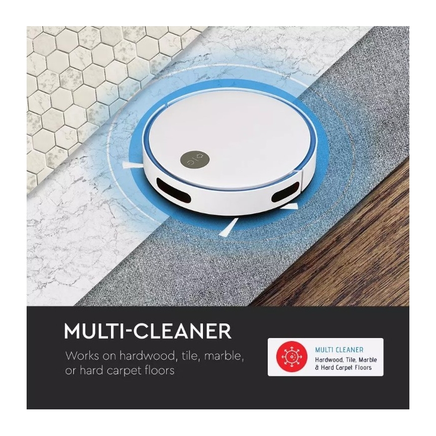 Robot aspirateur blanc/bleu + télécommande
