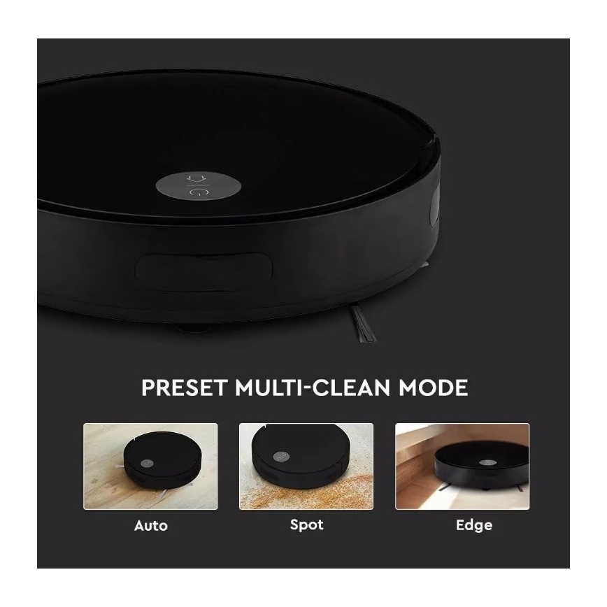 Robot aspirateur noir + télécommande