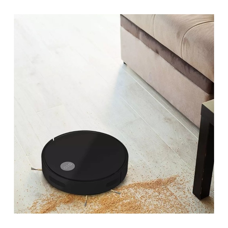 Robot aspirateur noir + télécommande