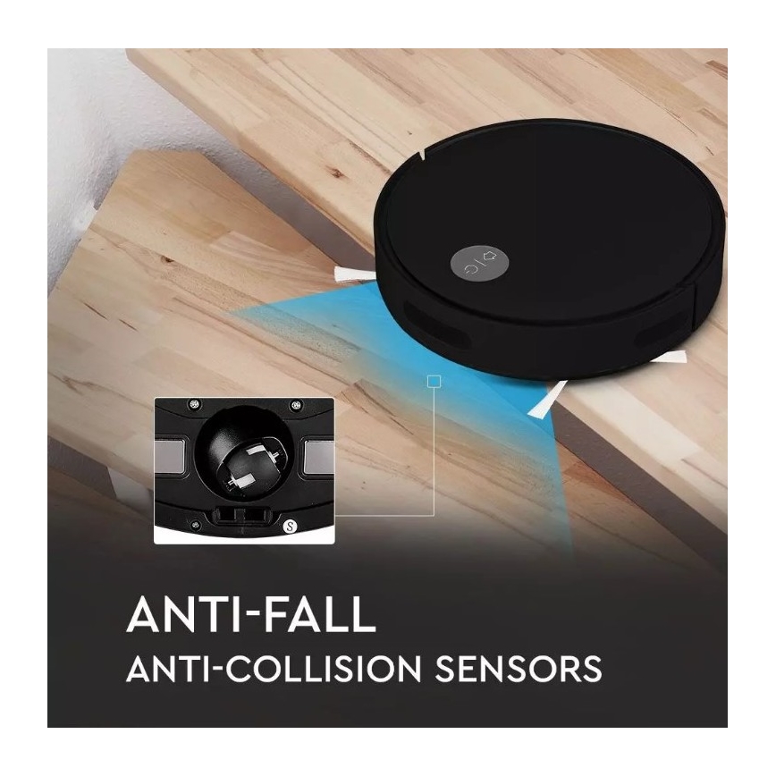 Robot aspirateur noir + télécommande