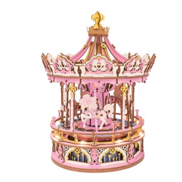 RoboTime - Puzzle 3D boîte à musique Manège romantique rose