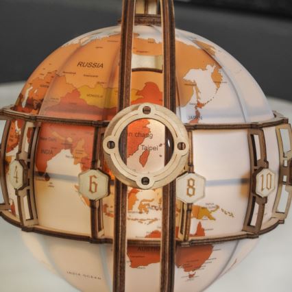 RoboTime - Puzzle 3D mécanique en bois Globe lumineux