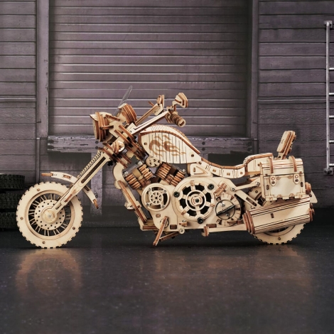RoboTime - Puzzle 3D mécanique en bois Moto cruiser