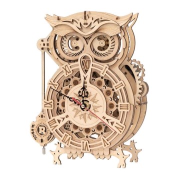 RoboTime - Puzzle mécanique en bois 3D Horloge Hibou 1xAA