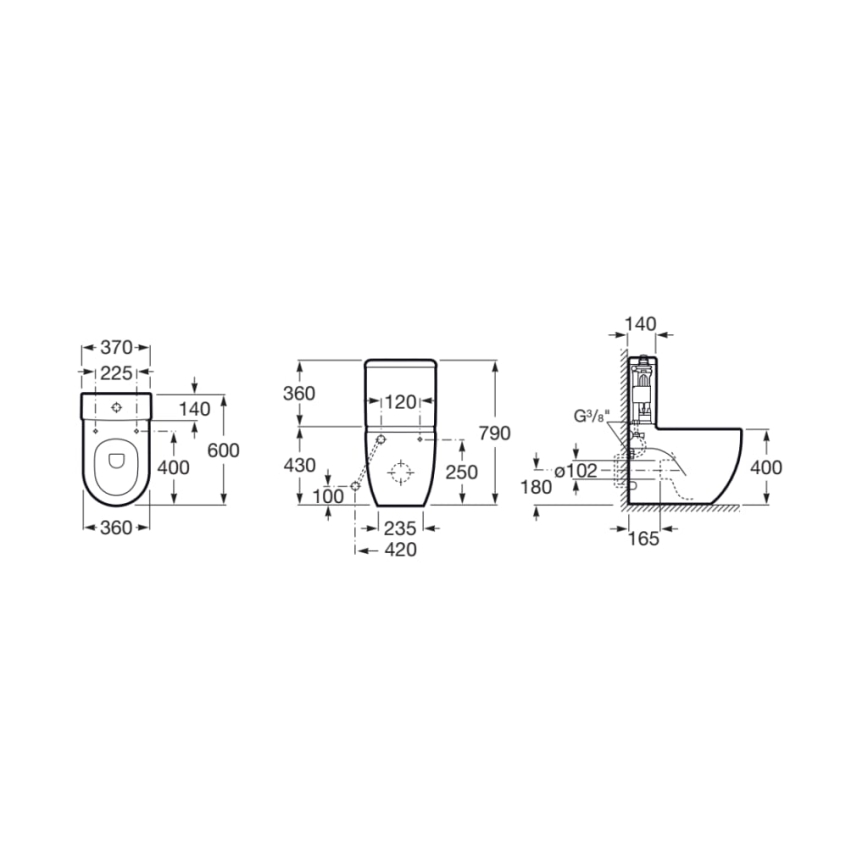 Roca A341242000 - Spoelreservoir MERIDIAN met onderaansluiting, keramiek/wit