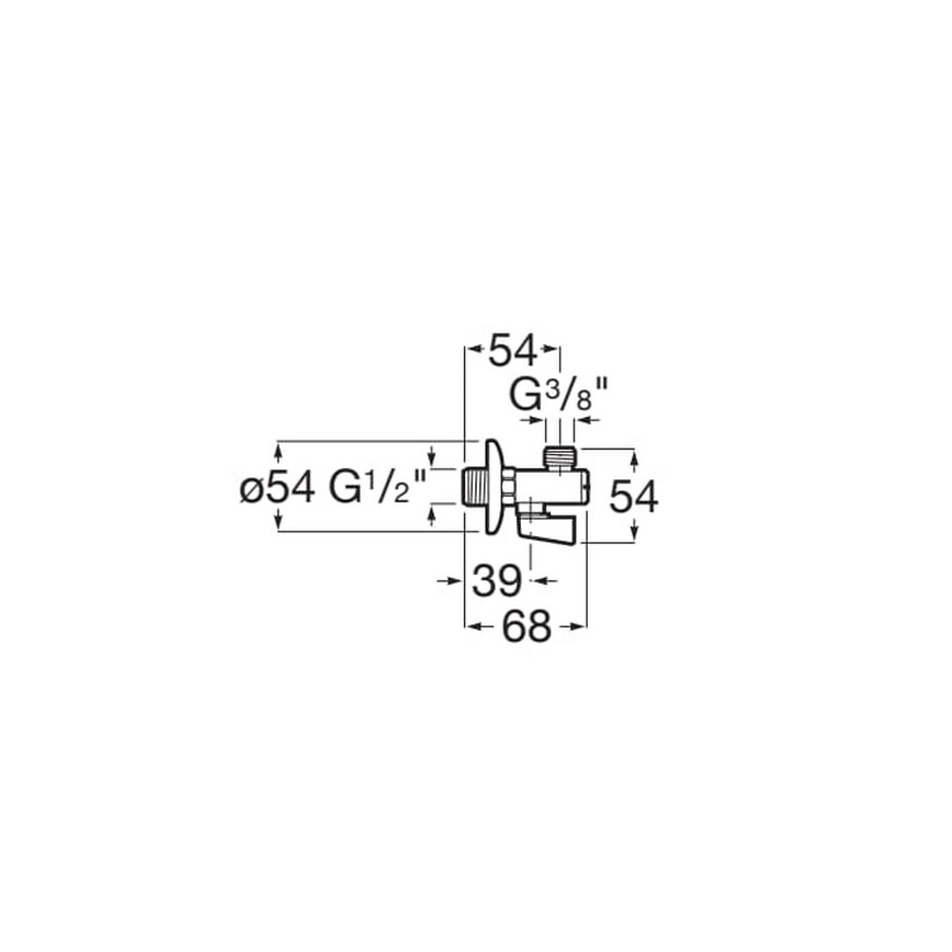 Roca A525168200 - AQUA hoekstopkraan, glanzend chroom