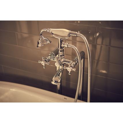 Roca A5A014BC00 - Ensemble pour baignoire avec mitigeur CARMEN RETRO, finition chrome brillant