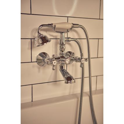 Roca A5A014BC00 - Ensemble pour baignoire avec mitigeur CARMEN RETRO, finition chrome brillant