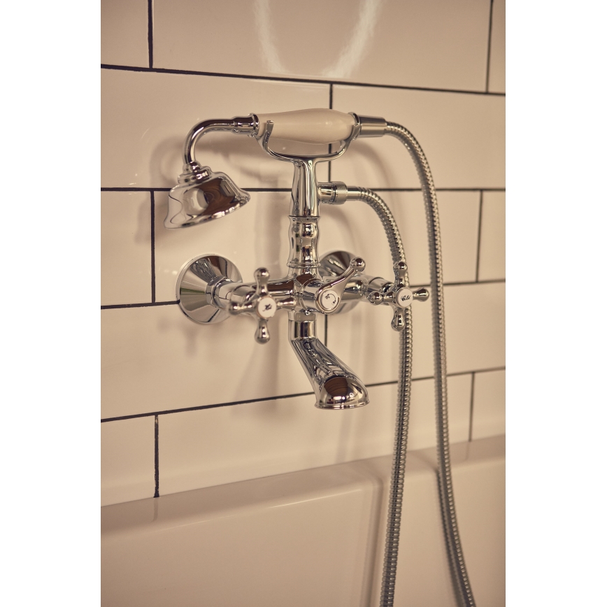 Roca A5A014BC00 - Ensemble pour baignoire avec mitigeur CARMEN RETRO, finition chrome brillant