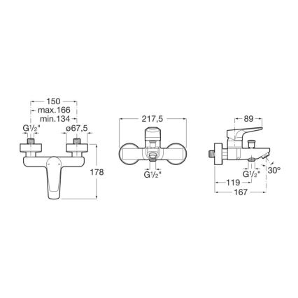 Roca A5A0290C00 - Mitigeur de baignoire ATLAS chrome brillant