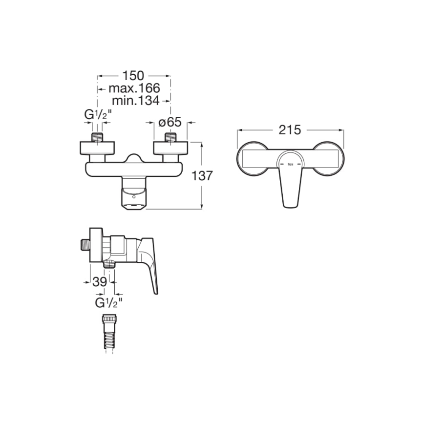 Roca A5A2190C00 - Mitigeur de douche ATLAS chromé brillant