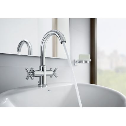 Roca A5A3043C00 - Kraan voor wastafel + afval met overloop LOFT 27 cm glanzend chroom