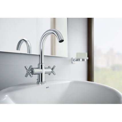 Roca A5A3043C00 - Robinet de lavabo + bonde avec trop-plein LOFT 27 cm chrome brillant