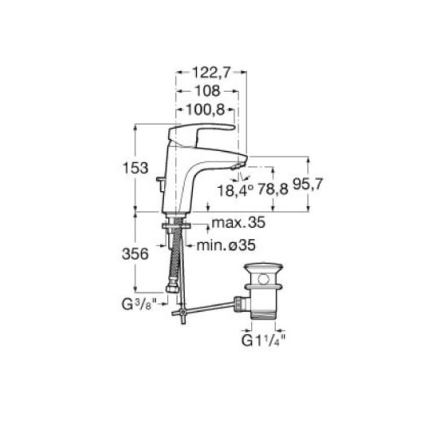 Roca A5A3098C00 - Wastafelkraan + afvoer MONODIN 15,3 cm glanzend chroom