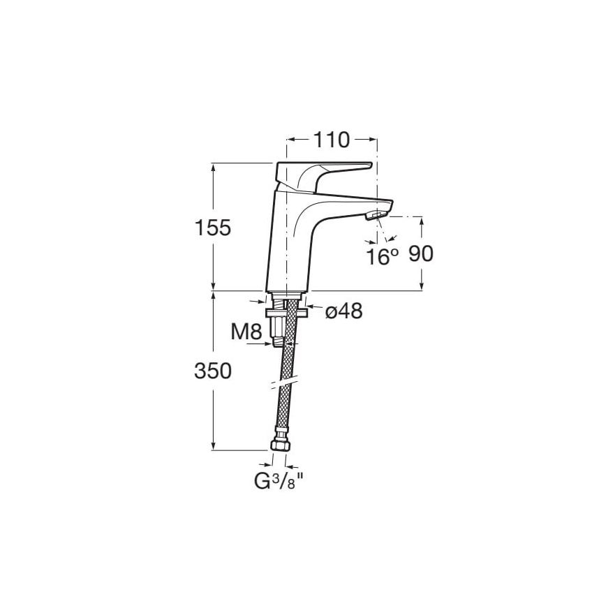 Roca A5A3290C00 - Mitigeur lavabo ATLAS 15,5 cm Cold Start/chrome brillant