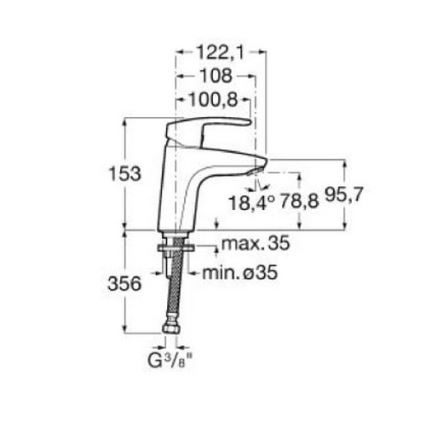 Roca A5A3298C00 - Wastafelmengkraan MONODIN 15,3 cm glanzend chroom