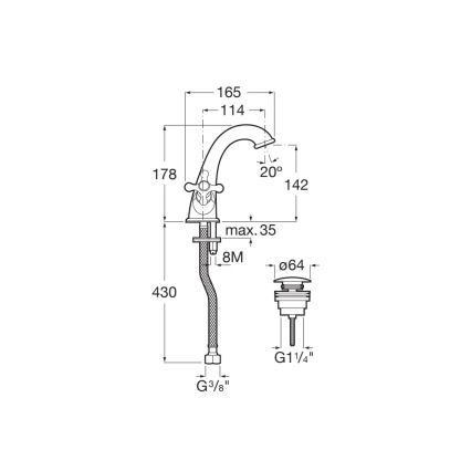 Roca A5A3A4BC00 - Wastafelmengkraan met overloopuitloop CARMEN 17,8 cm glanzend chroom