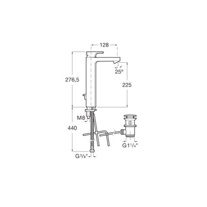 Roca A5A3G01C00 - Wastafelkraan + uitloop L90 27,6 cm glanzend chroom