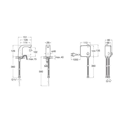 Roca A5A5609C00 - Mitigeur lavabo sans contact L20, 4xAA, chrome brillant