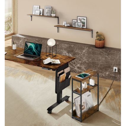 ROD bijzettafel met ingebouwd stopcontact en USB-poorten, bruin/zwart