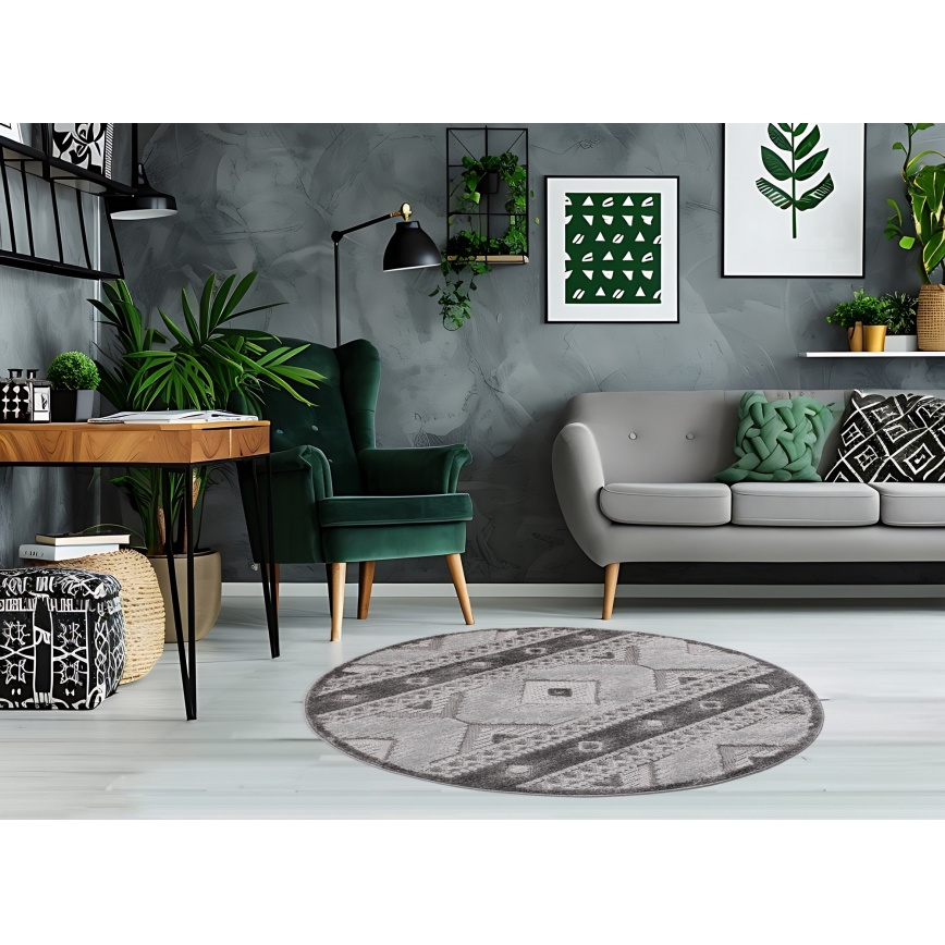 Rond buitentapijt CHIARA 120 cm grijs