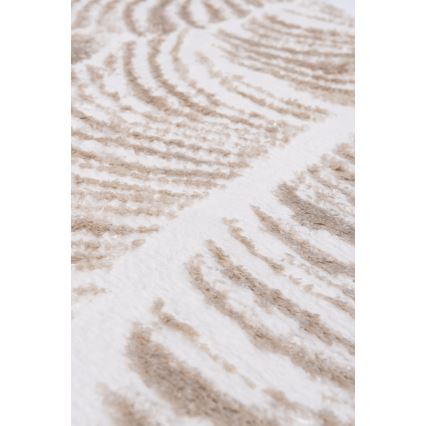 Rond vloerkleed SALAMANCA 100 cm beige/wit met bladmotief
