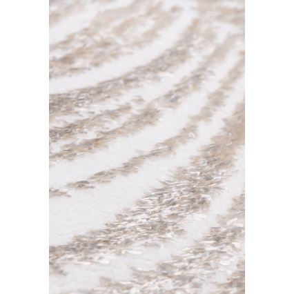 Rond vloerkleed SALAMANCA 100 cm beige/wit met bladmotief